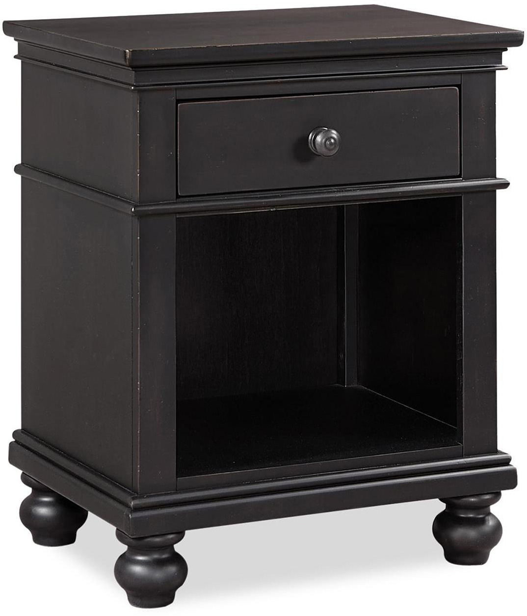 Oxford 1 Drawer Nightstand in the Rubbed Black finish