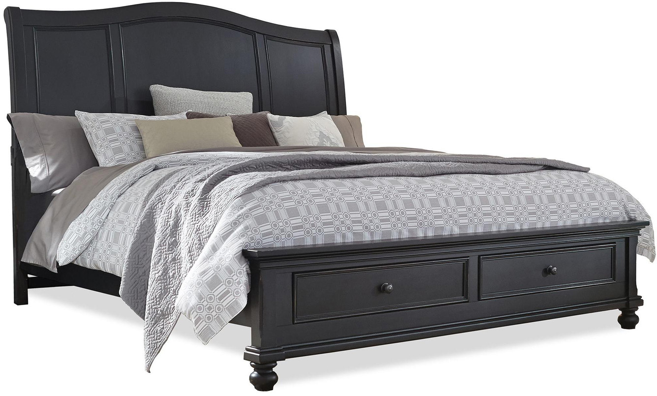 Oxford Sleigh Bed in the Rubbed Black finish