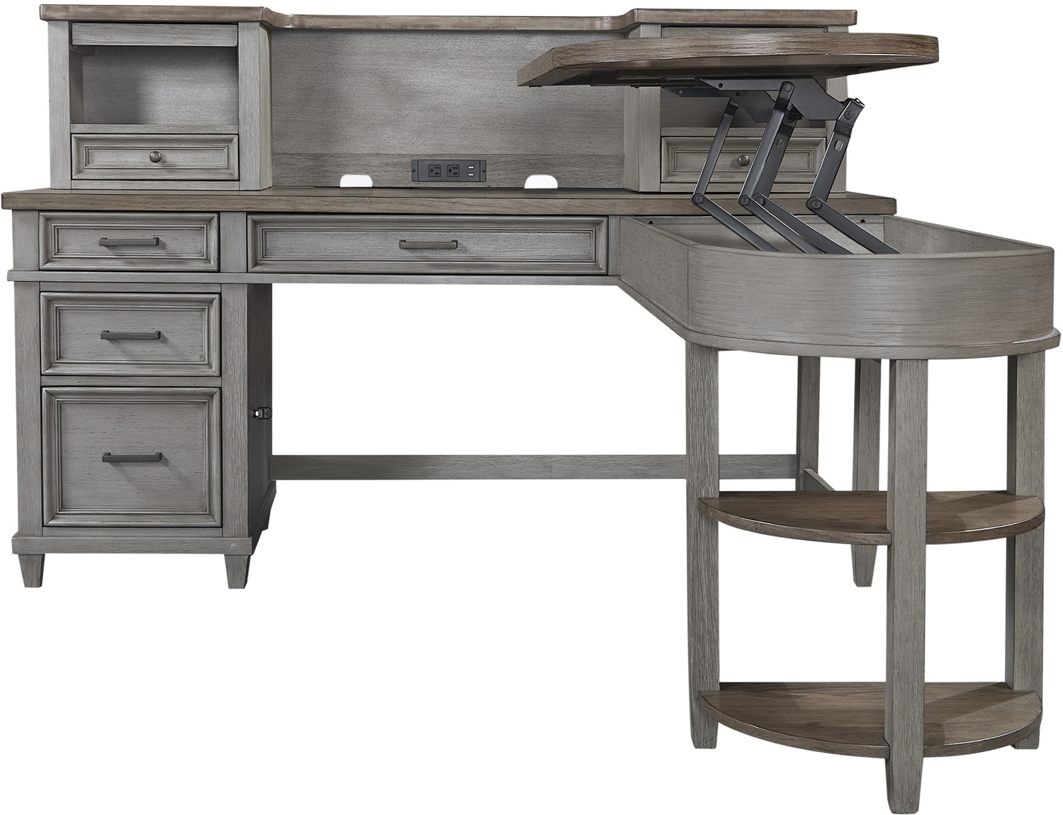 Office desk with clearance return and hutch